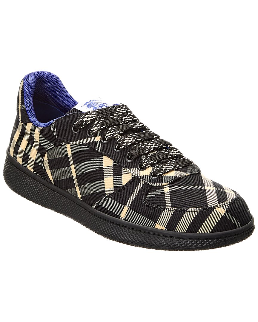 Shop Burberry Terrace Check Canvas Sneaker In Black