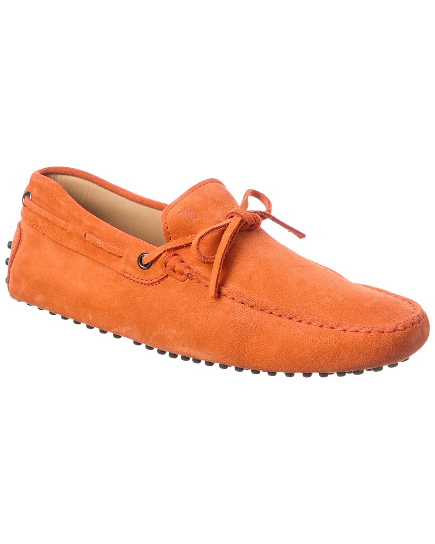 Tod's Gommino Suede Driver In Orange
