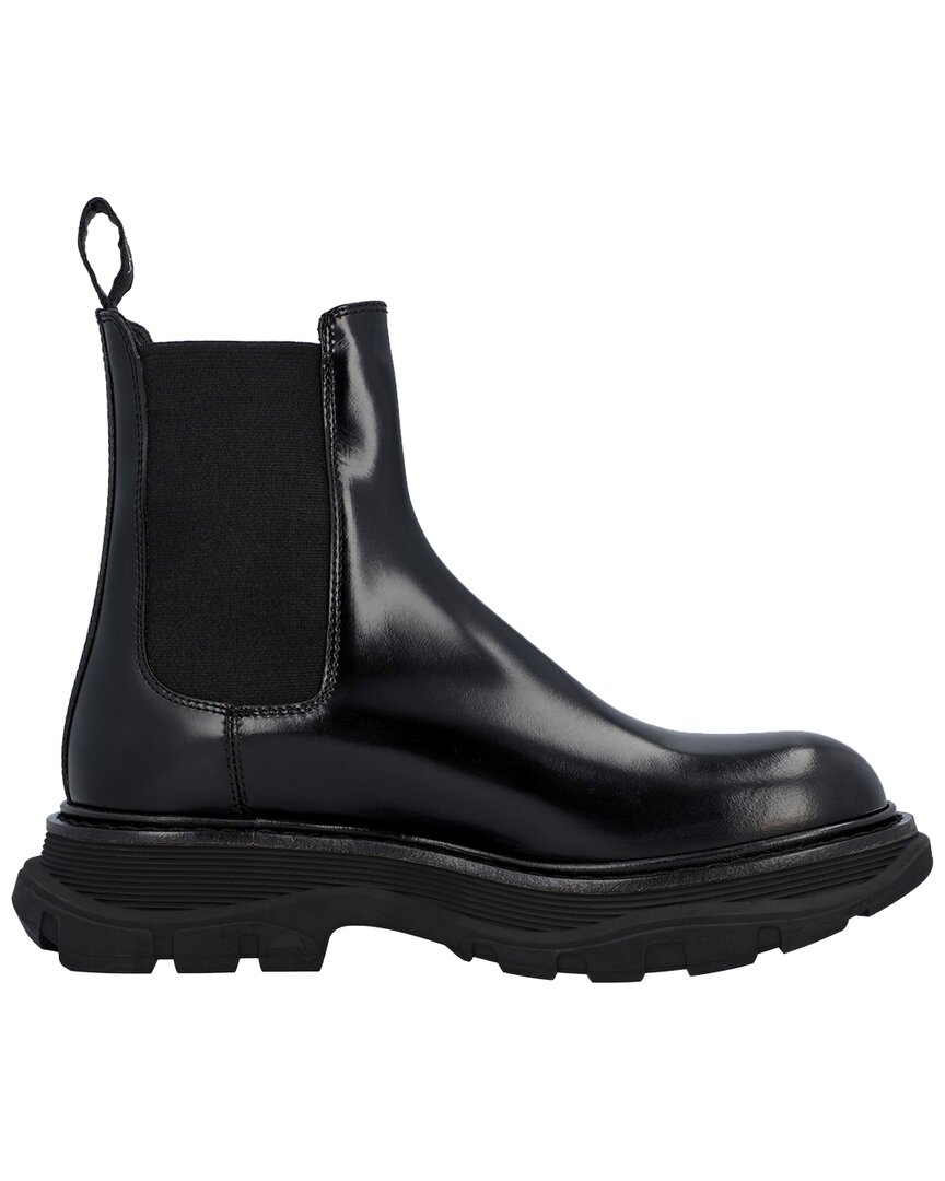 Alexander Mcqueen Man Ankle Boots Black Size 10 Soft Leather In Black/black