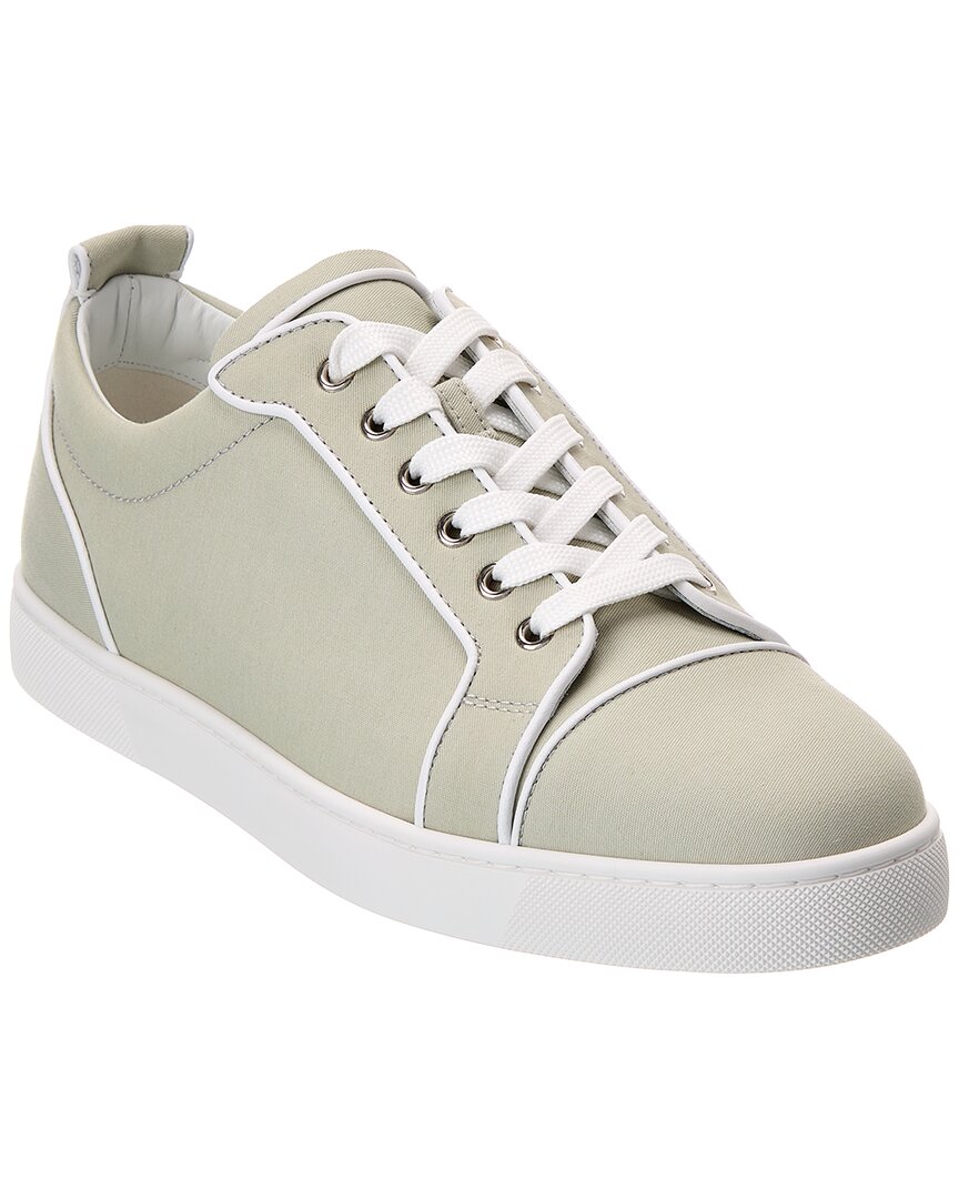 Christian Louboutin Varsijunior Leather-trimmed Cotton-gabardine Sneakers In Beige