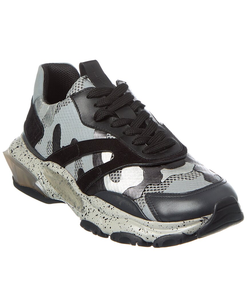 Valentino Garavani Valentino Camo Mesh & Leather Sneaker In Black