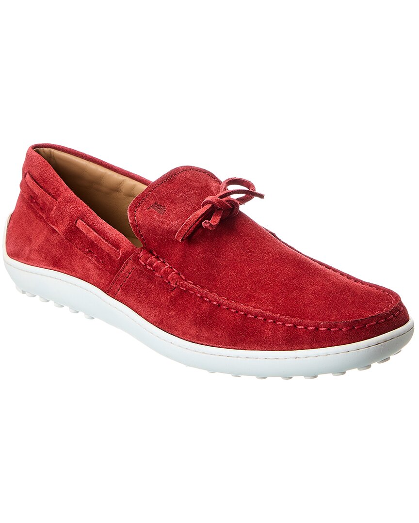 Tod's Suede Loafer In Red
