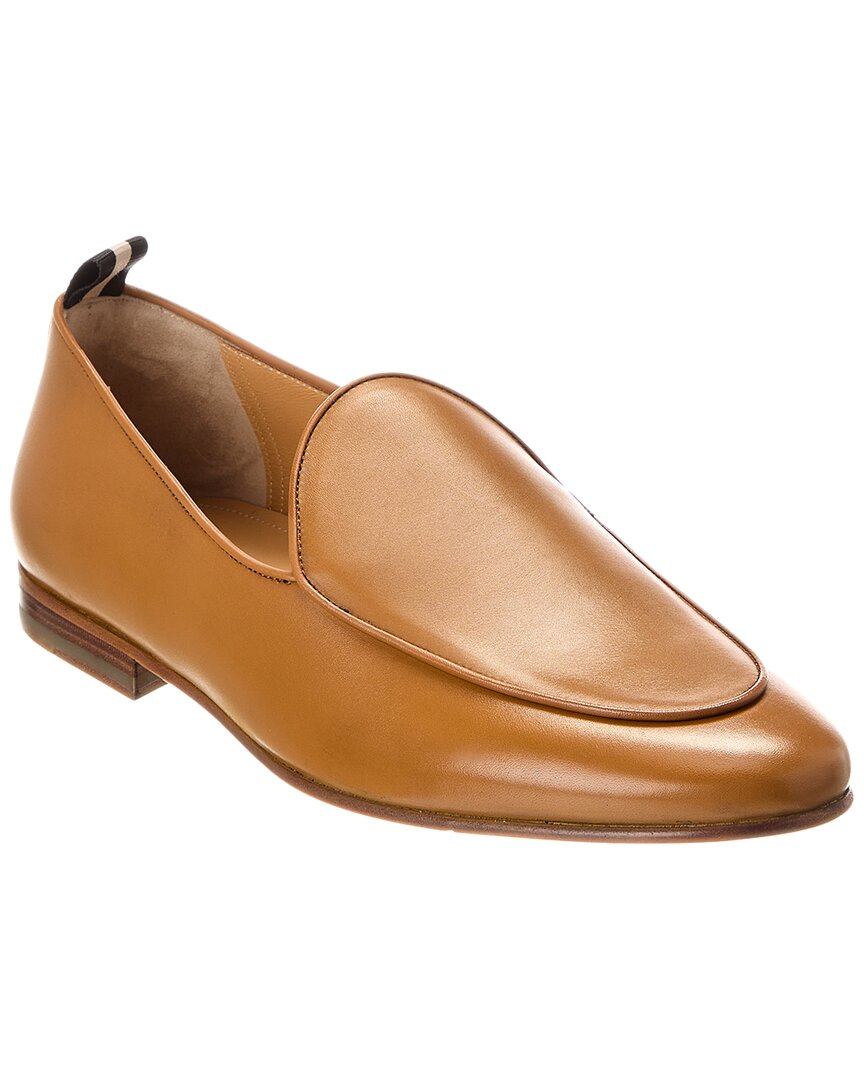 Bally Man Loafers Camel Size 9 Calfskin In Brown