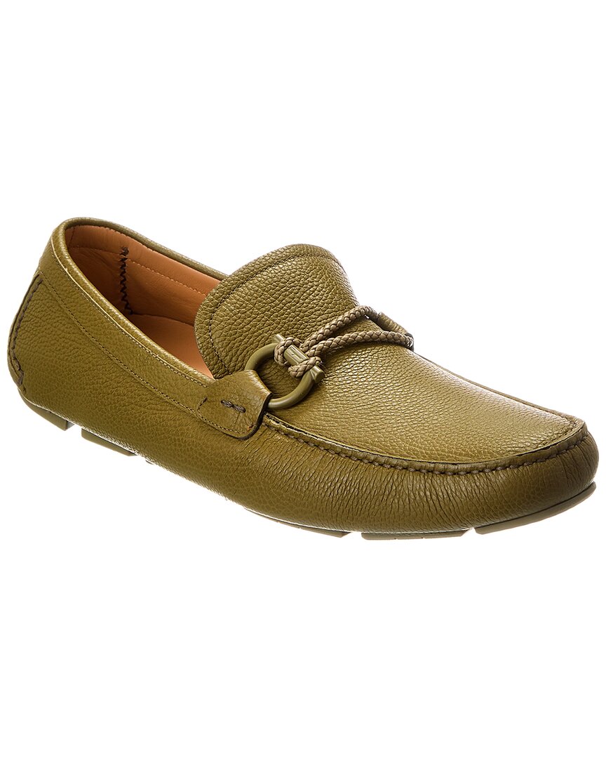 Ferragamo Front 4 Mvit Hydra Leather Loafer In Green