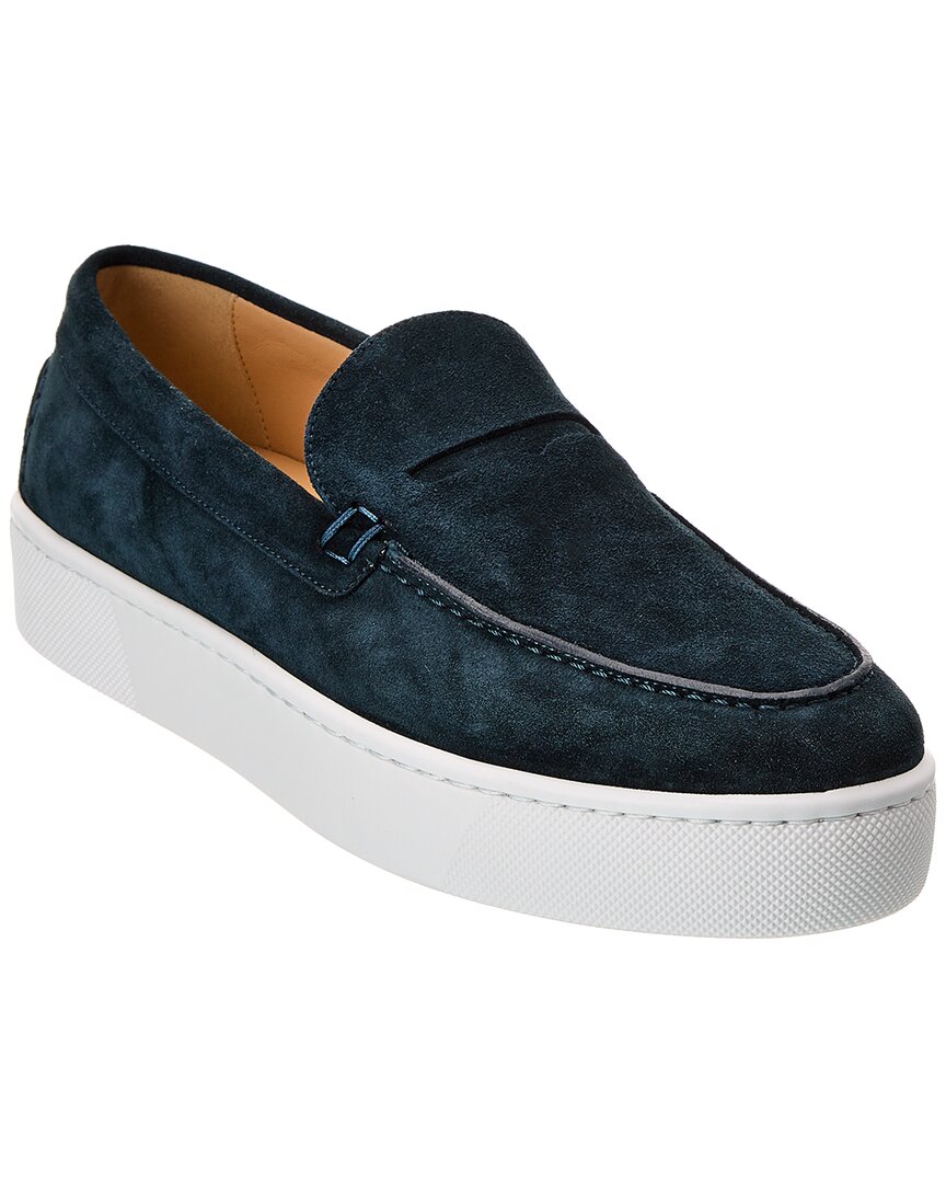 Christian Louboutin Paqueboat Suede Platform Sneaker In Blue