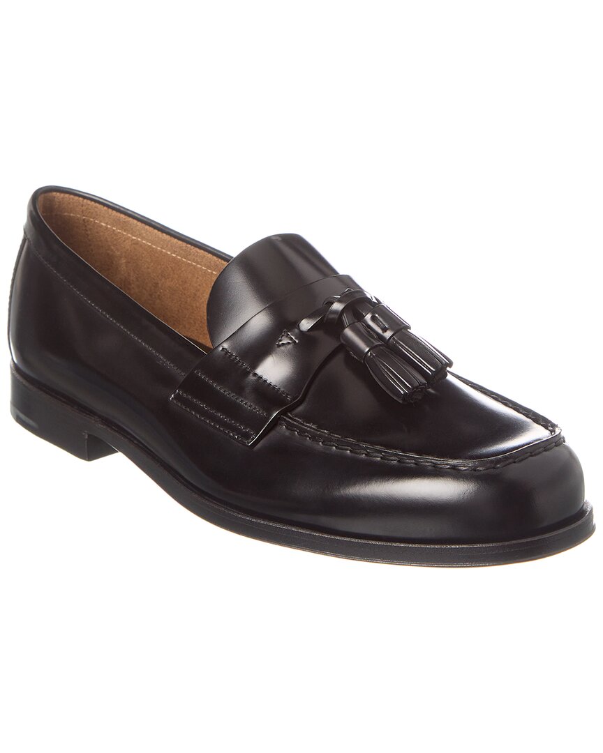 Prada Brushed Leather Platform Loafers In Black