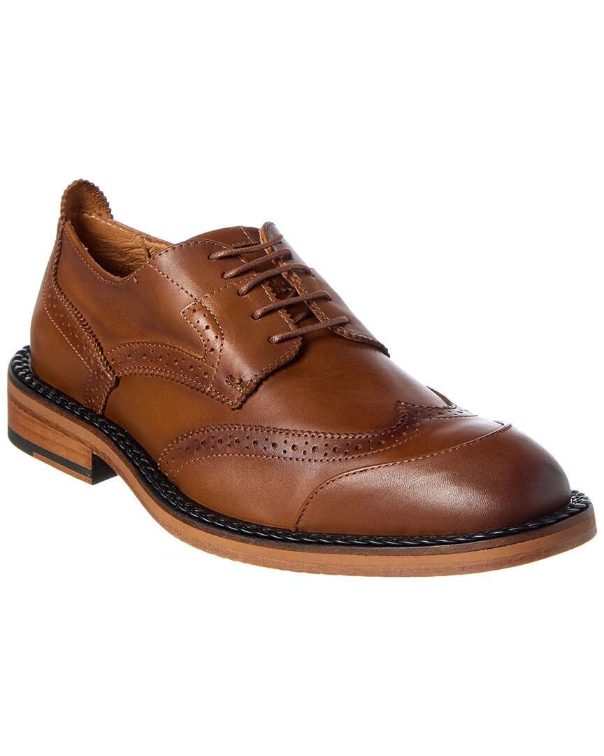 Karl Lagerfeld Wingtip Leather Oxford In Brown