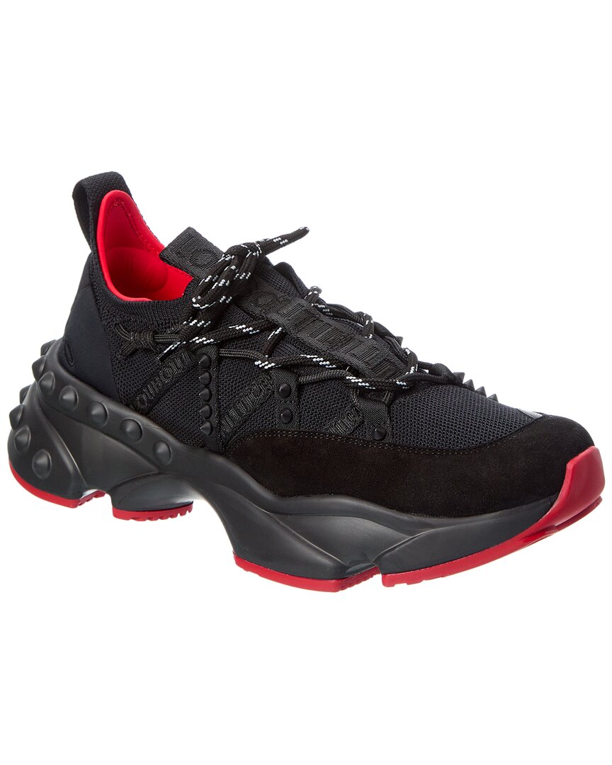 Christian Louboutin Men's Neoprene And Suede Sneakers In Black