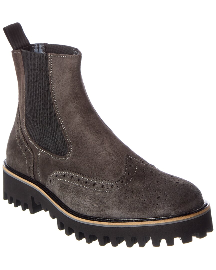 Karl Lagerfeld Wingtip Suede Chelsea Boot In Grey | ModeSens
