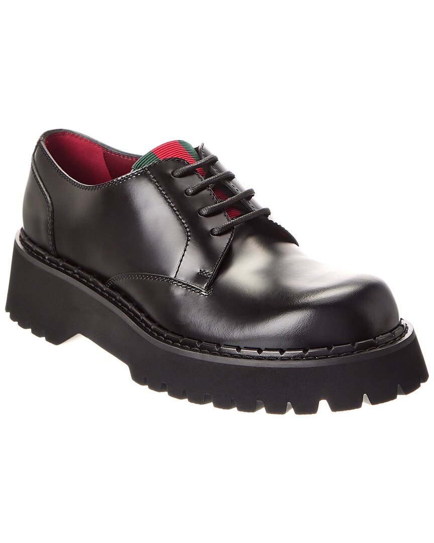 Gucci Chunky Leather Platform Oxford In Black