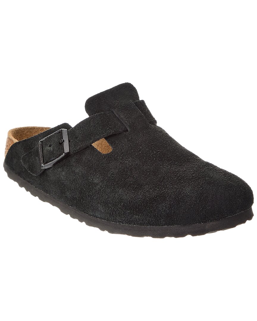 Birkenstock Boston Bs Mens Nubuck Slip On Clogs In Black