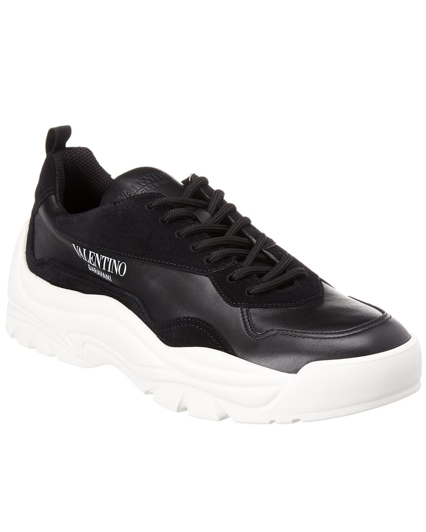 Shop Valentino Leather & Suede Sneaker In Black