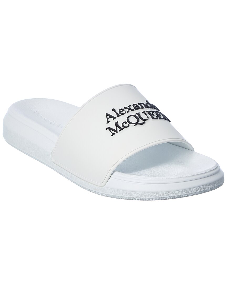 Alexander Mcqueen White Rubber Slippers In White