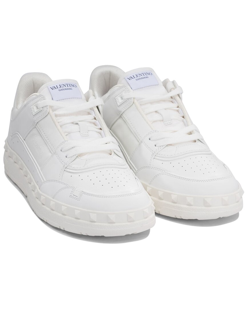Valentino Leather Freedots Sneakers Studded Detailing In White
