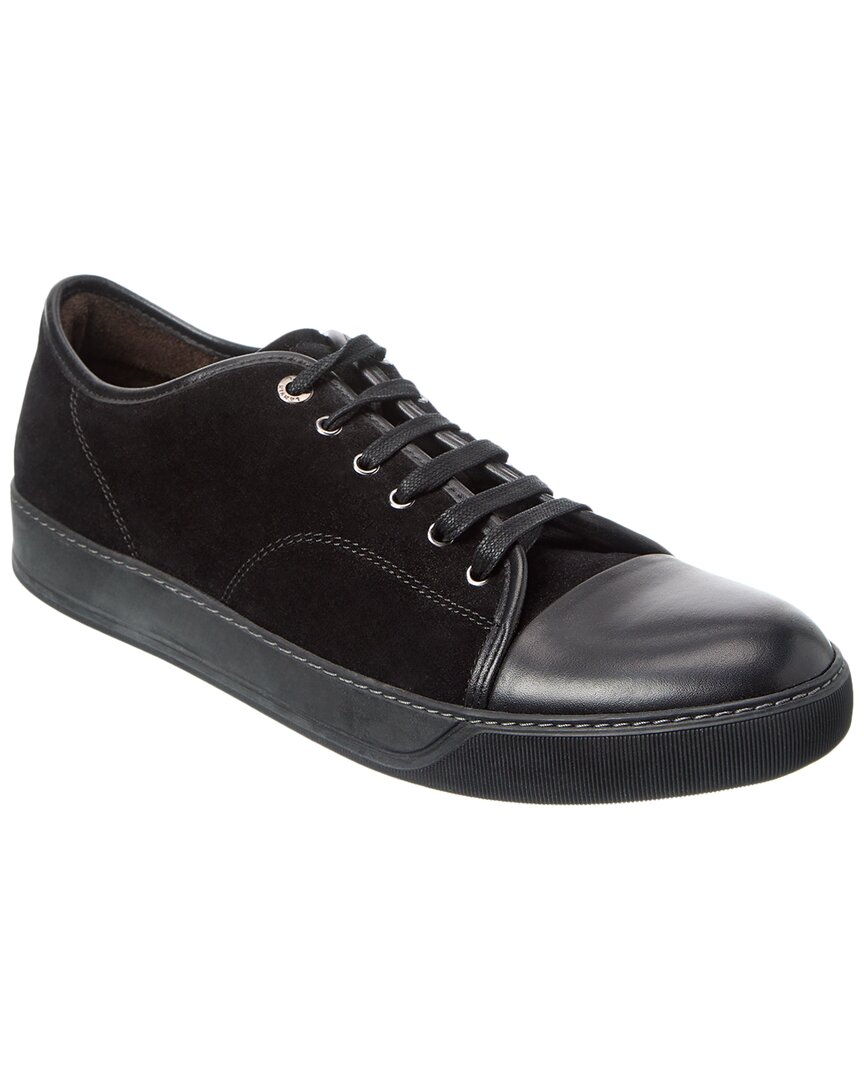 Lanvin Dbb1 Matte Cap Toe Low Top Sneaker In Burgundy Suede