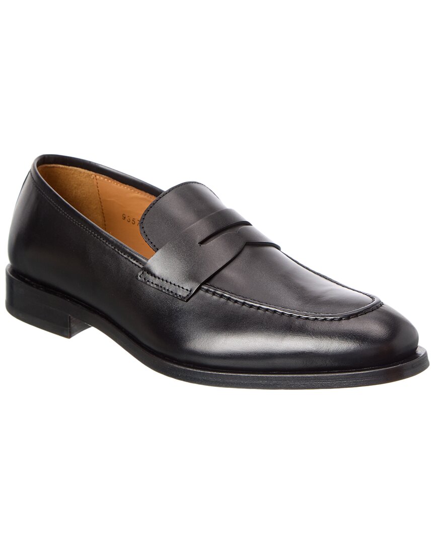 Antonio Maurizi Leather Penny Loafer In Black
