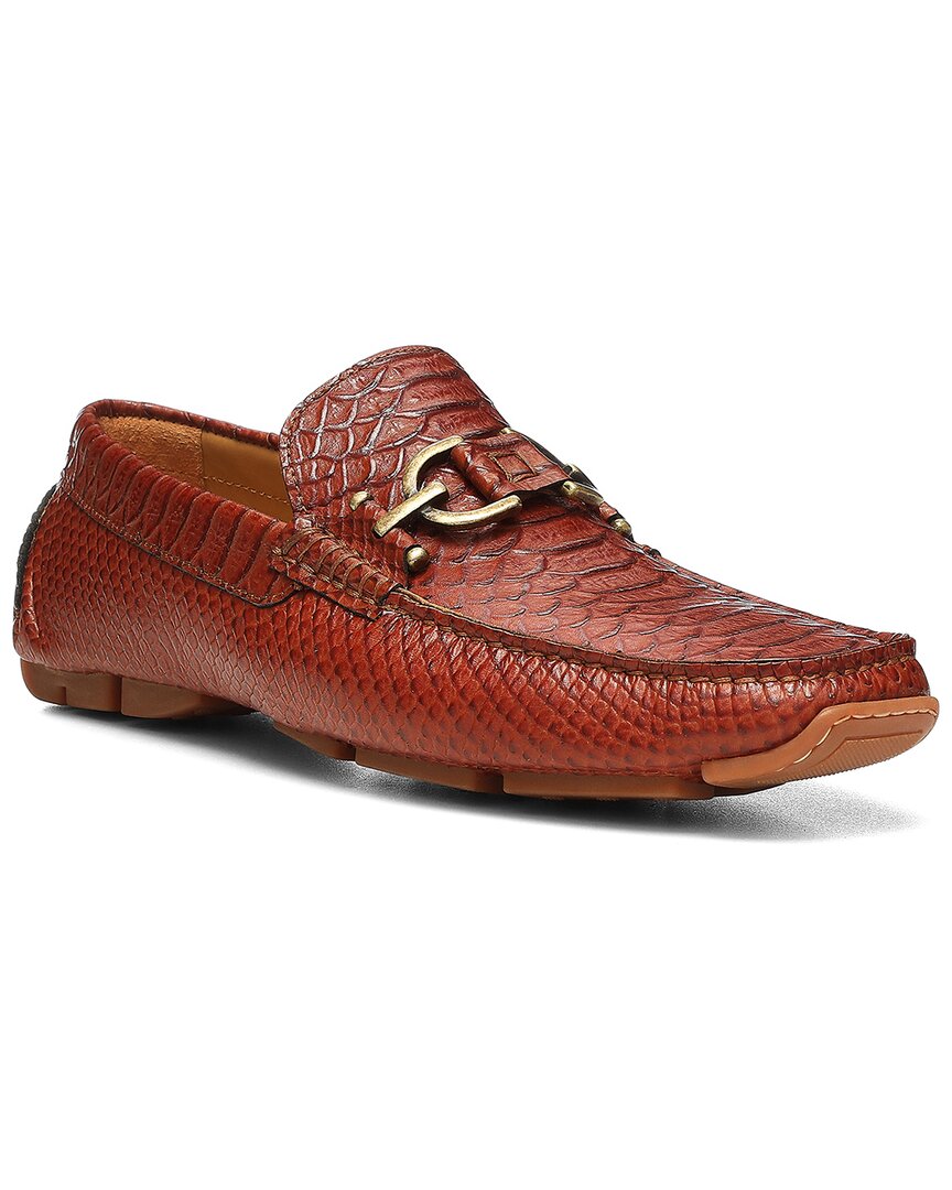 Donald Pliner Men Dacio Driver Cognac Snake Casual In Brown
