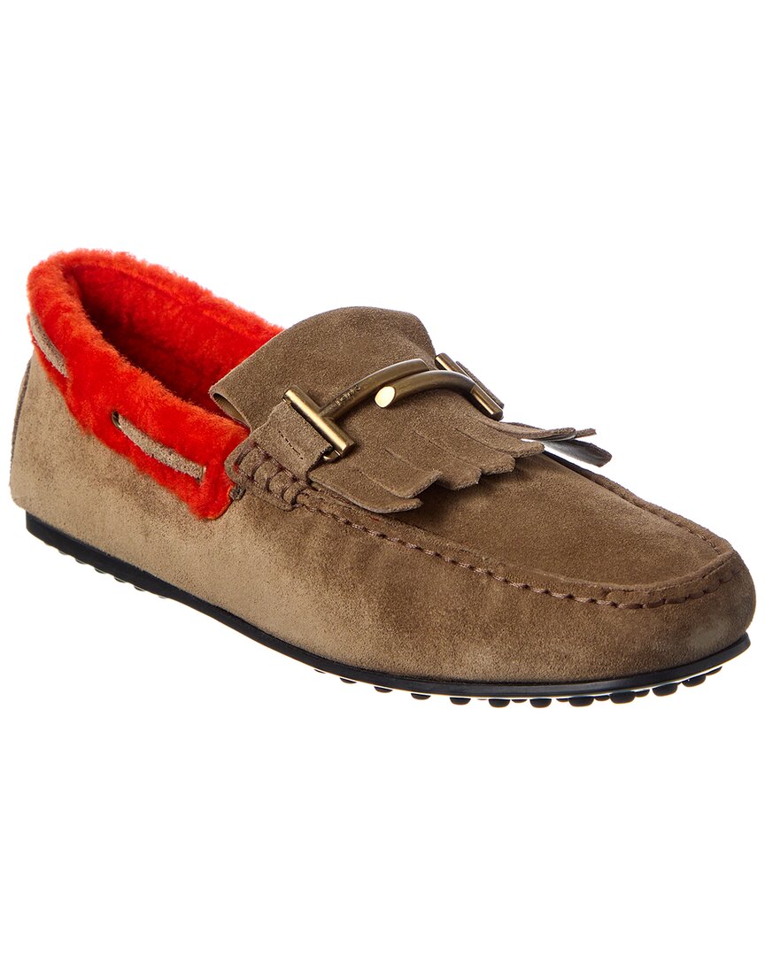 Shop Tod's City Gommino Suede Loafer In Brown