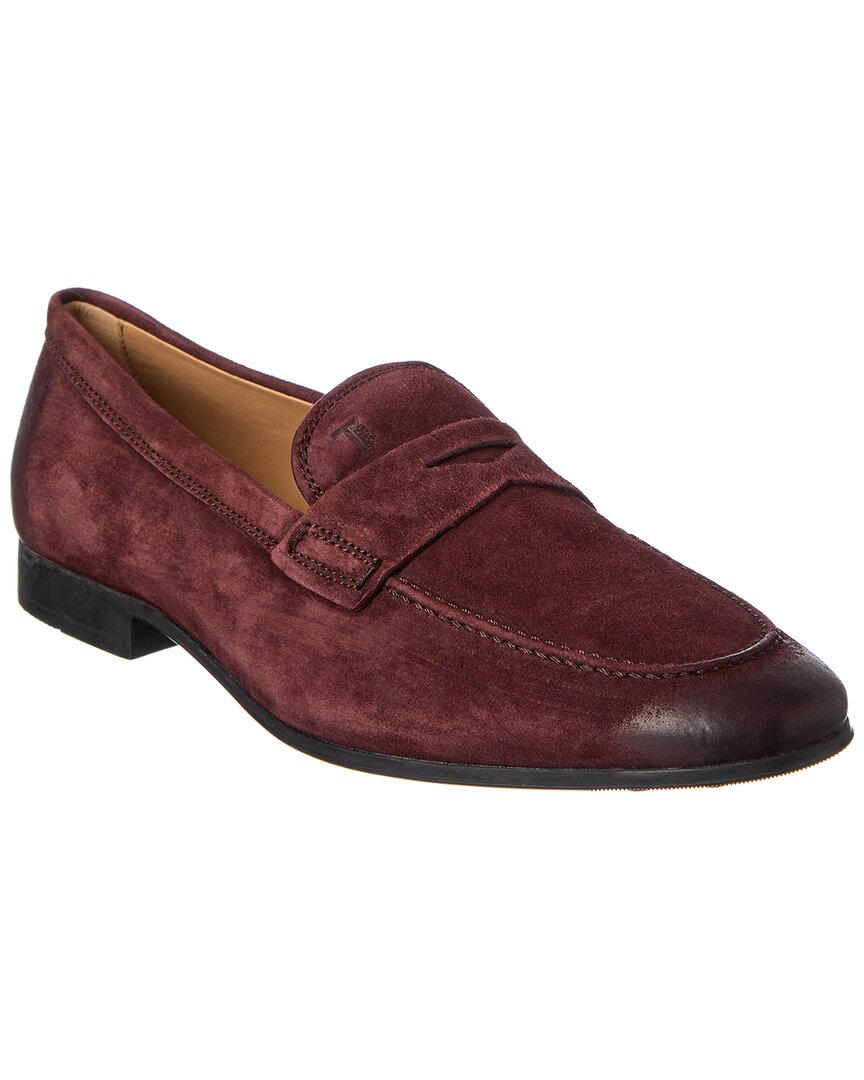 Shop Tod's Suede Loafer In Red