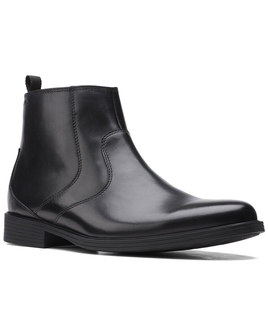 Clarks Whiddon Zip Leather Boot In Black