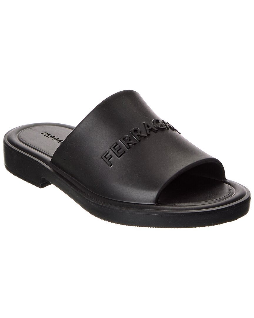 Ferragamo Giuneva Logo Embossed Slides In Black