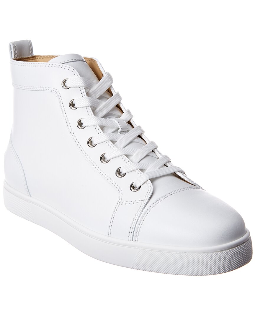 Shop Christian Louboutin Louis Leather High-top Sneaker In White