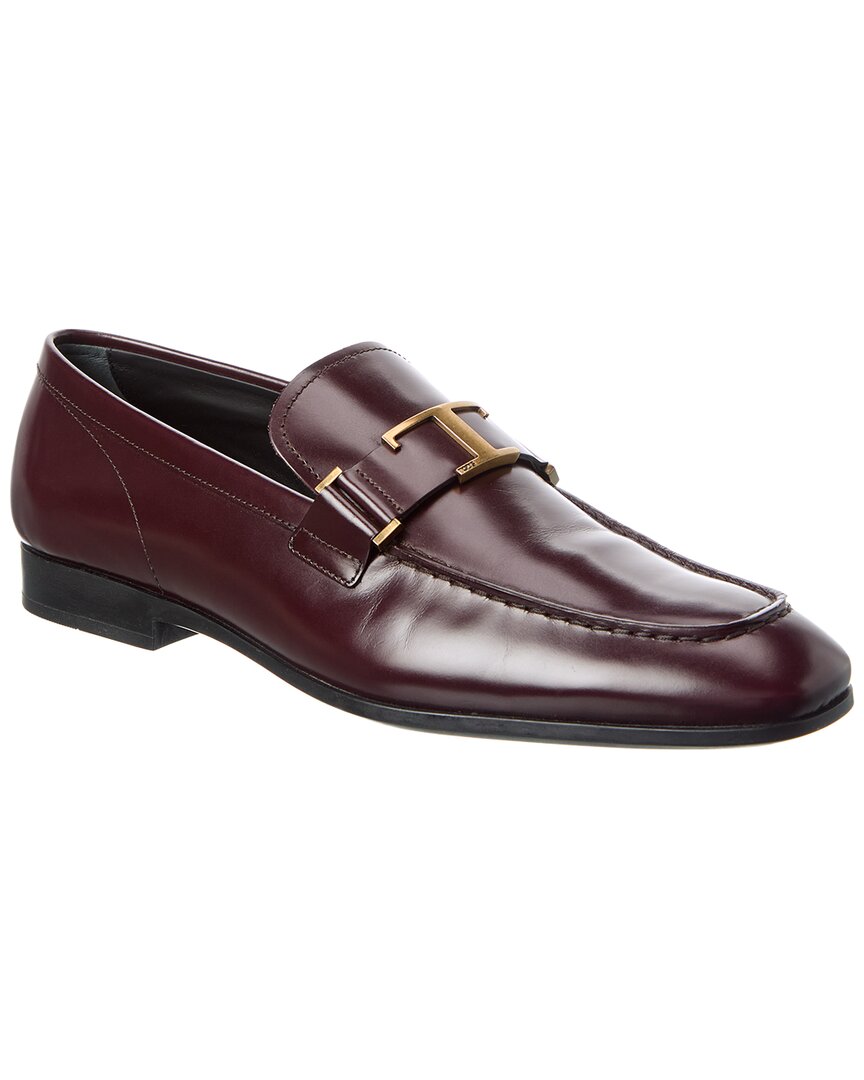 Tod's Leather Loafer In Burgundy