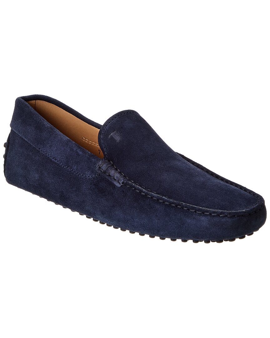 Tod's Streamlined Leather Moccasin Loafers With Pebble Outsole In Blue