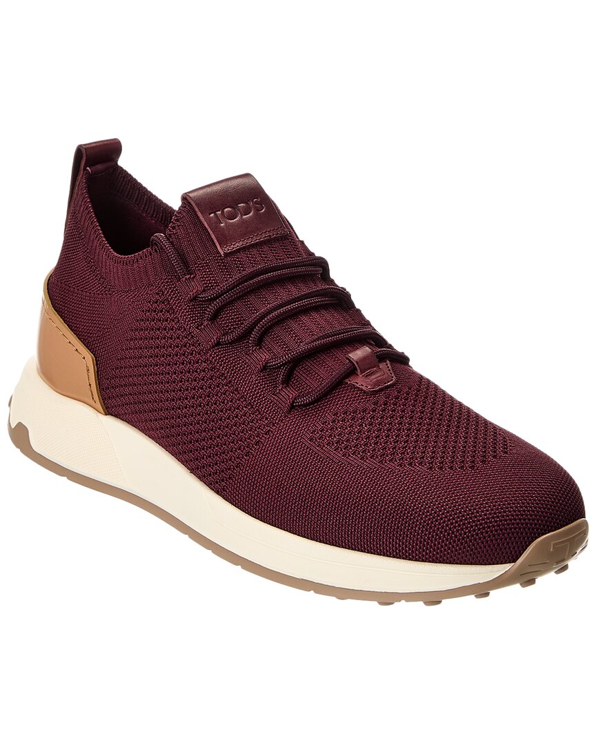 Tod's Man Sneakers Burgundy Size 7.5 Textile Fibers In Red
