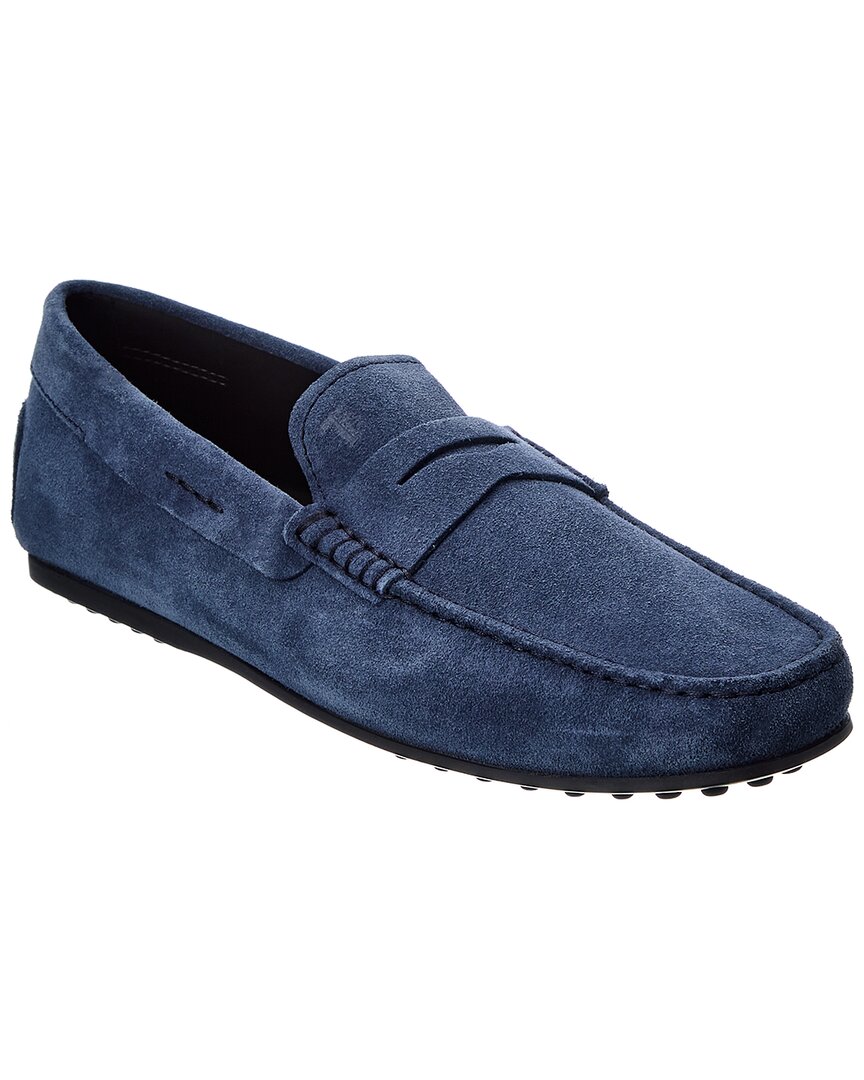Tod's City Gommino Suede Loafer In Blue