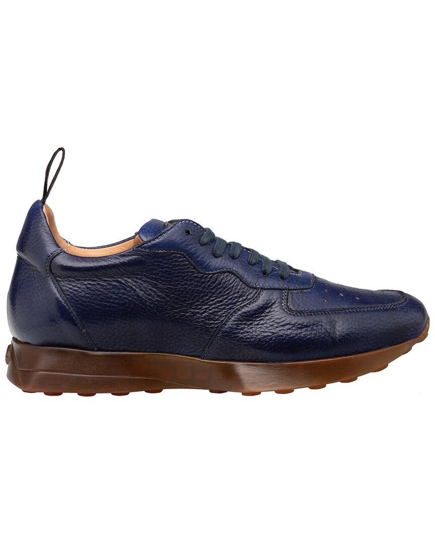 Mezlan Gerardo Deerskin Leather Sneaker In Blue