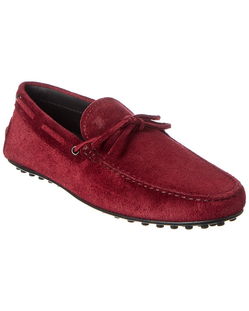 Shop Tod's City Gommino Suede Loafers In Red