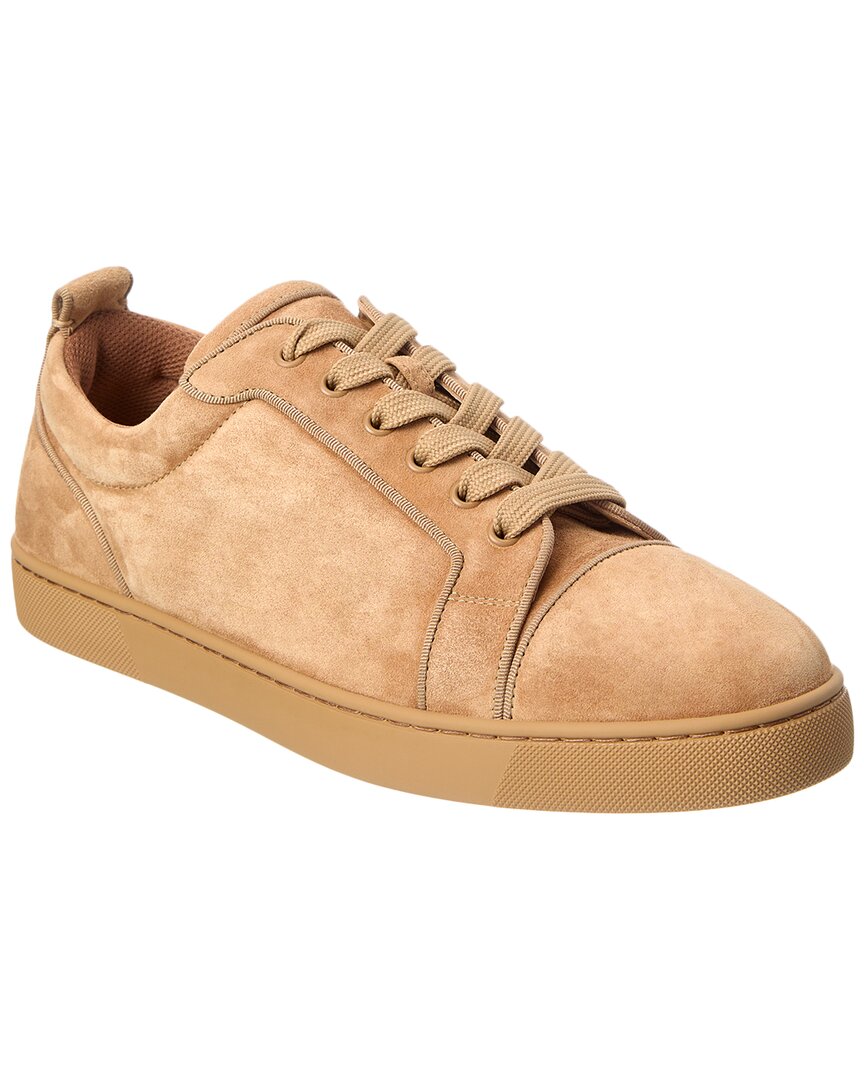 Christian Louboutin Louis Junior Grosgrain-trimmed Suede Sneakers In Brown