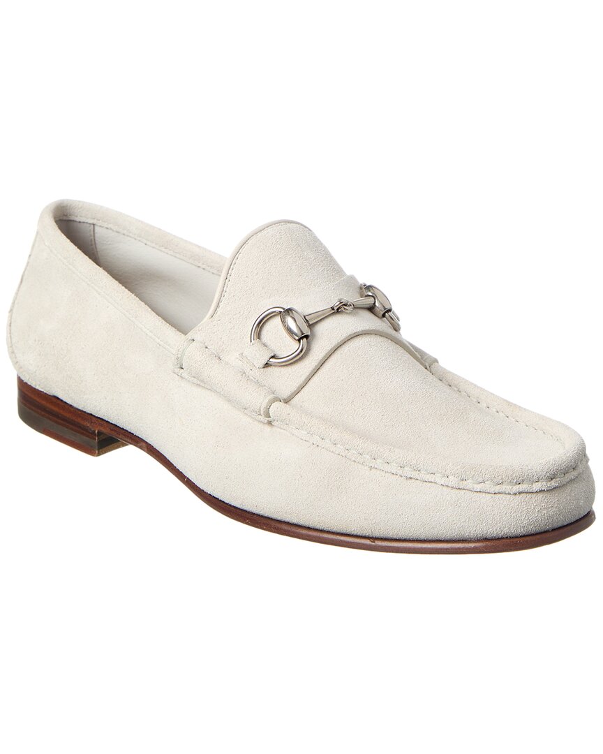 Gucci Men Suede Loafers With Iconic Horsebit In Gray