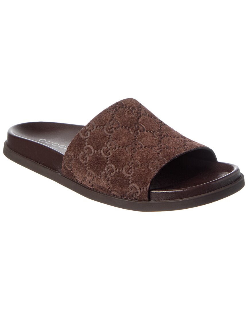 Gucci Gg Suede Slide In Brown