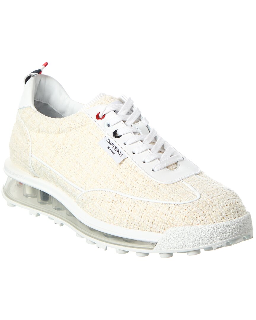 Thom Browne Tech Runner Tweed & Leather Sneaker In White