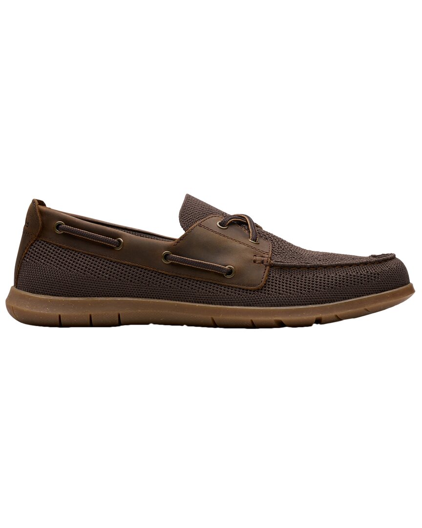 Clarks Flexway Tie Leather Boat Shoe In Brown
