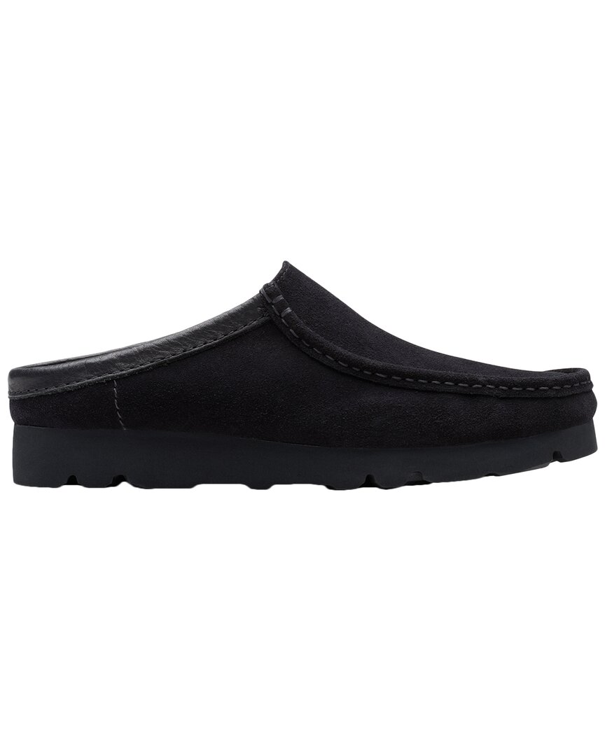 Clarks Wallabee Slip Suede Mule In Black