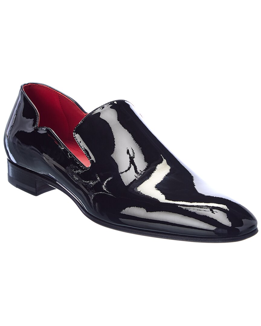 Christian Louboutin No Penny Patent-leather Loafers Black/Lin Loubi