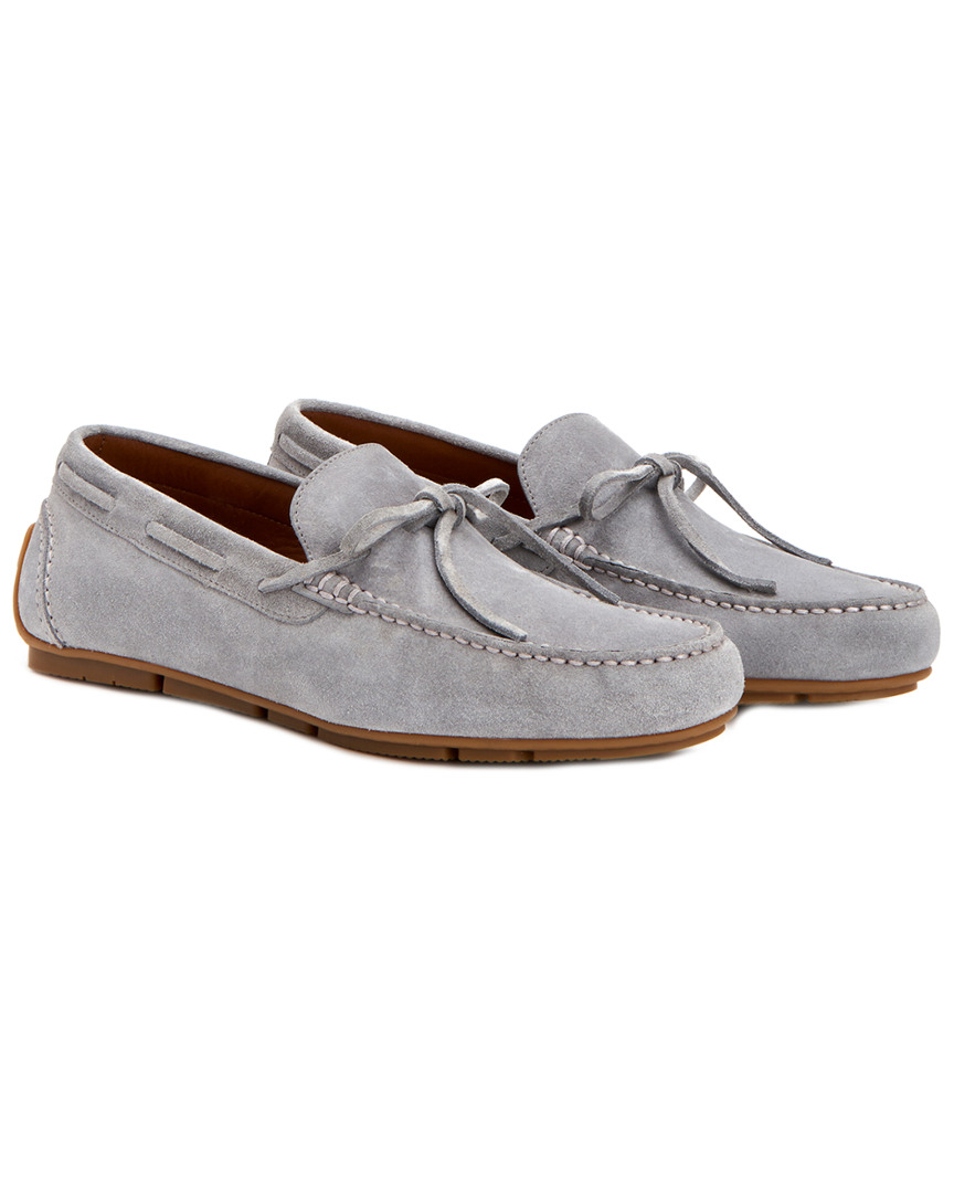 Aquatalia Brian Weatherproof Suede Moccasin In Gray