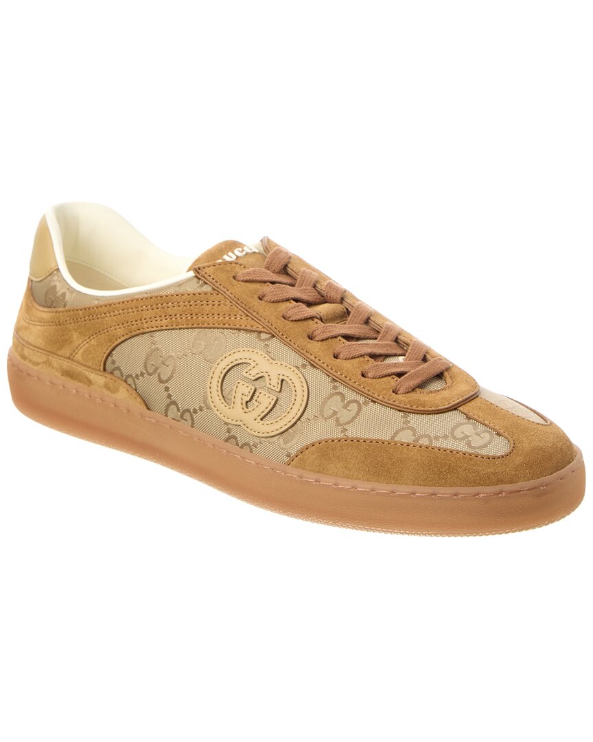 Gucci Suede And Fabric Low-top Sneakers In Brown