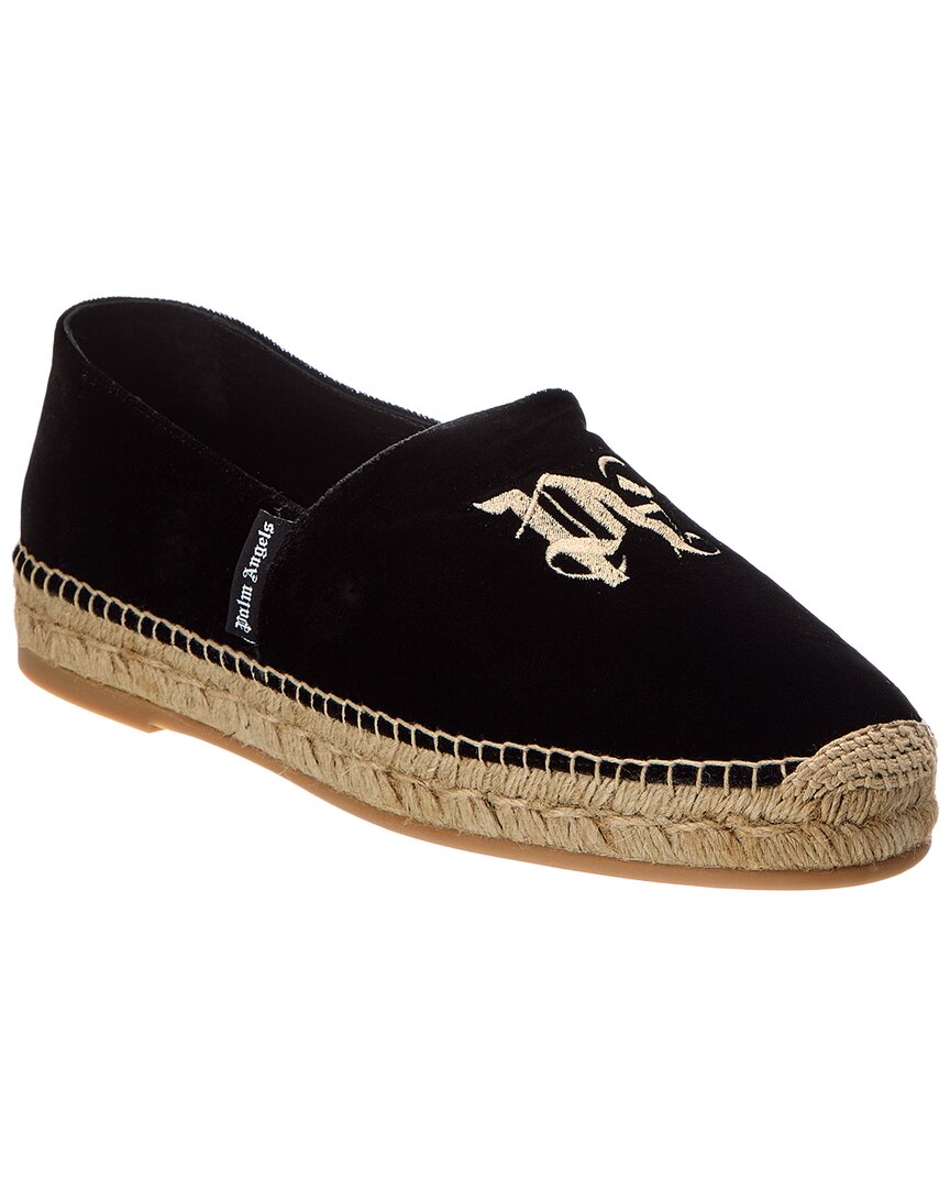 Palm Angels Pa Velour Espadrille In Black
