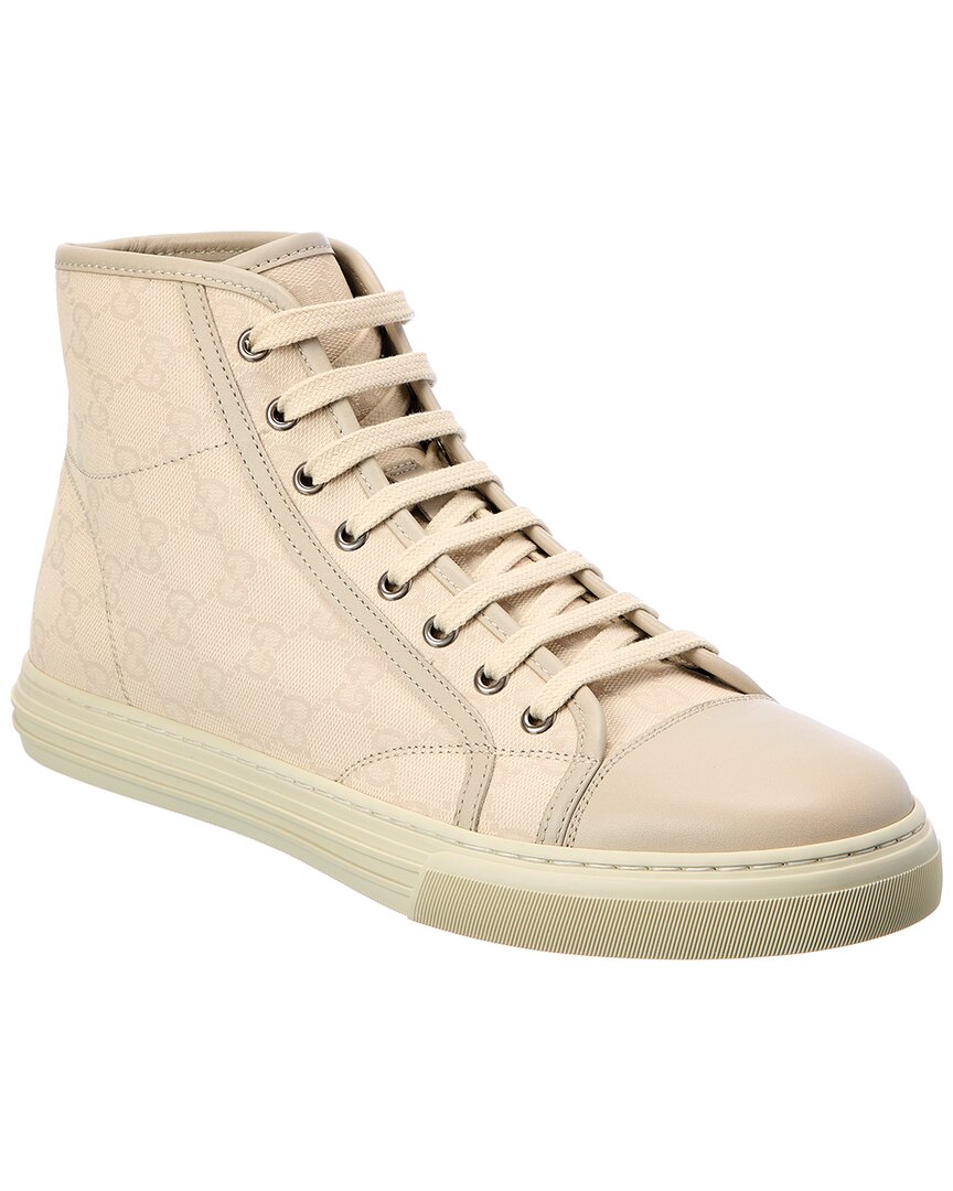 Gucci Gg Canvas & Leather High-top Sneaker In White