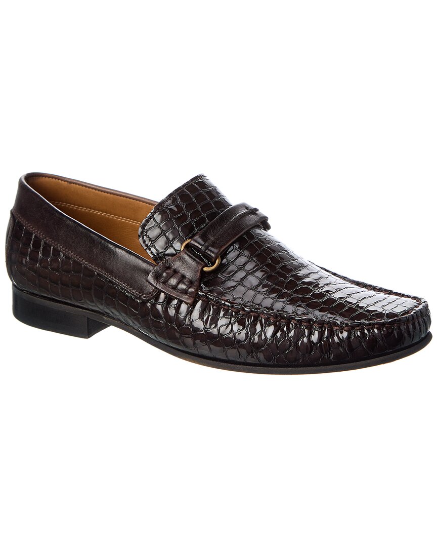 Donald Pliner Donnie Croc-embossed Leather Loafer In Brown