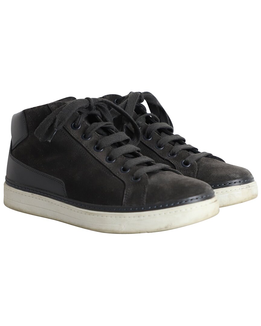 Prada Men's Suede Downtown Avenue High-top Sneaker (authentic Pre-loved) In Black