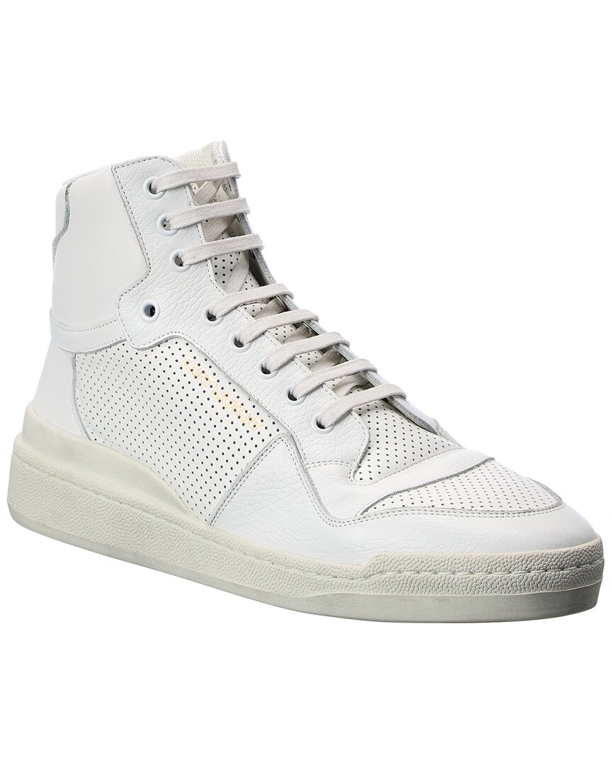 Shop Saint Laurent Leather High-top Sneaker In White