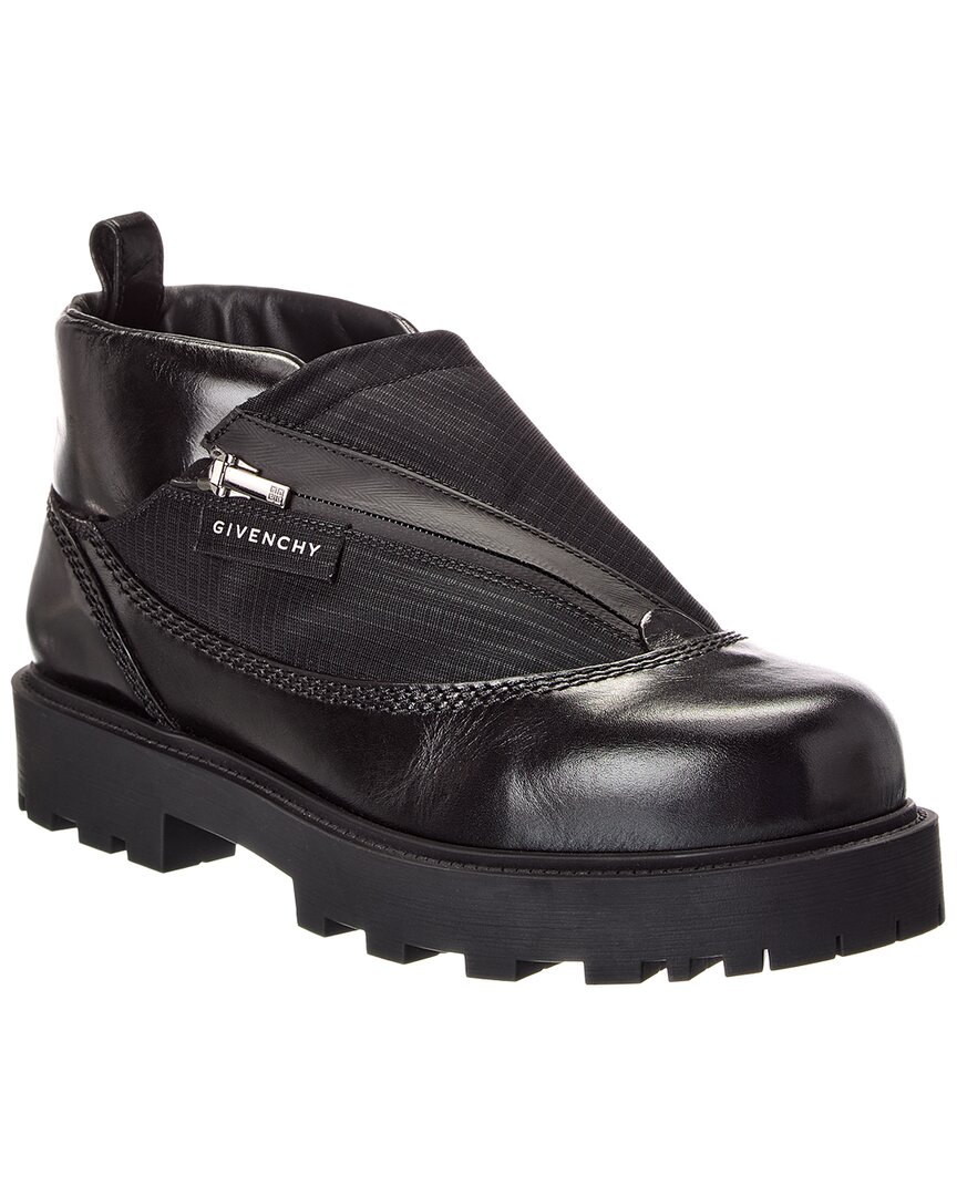 Givenchy Leather Workboot Slip On Sneakers With Chunky Sole In Black