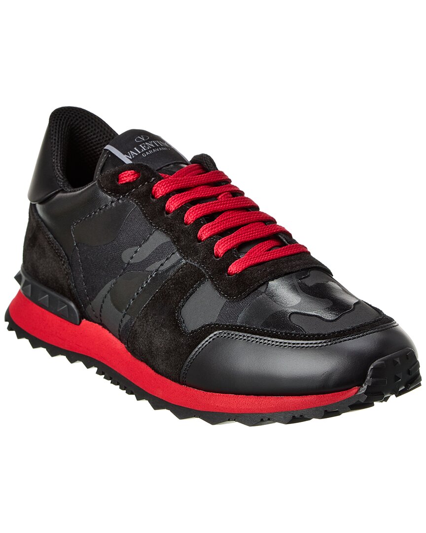 Valentino Rockrunner Tonal Camo Low Top Sneaker In Black