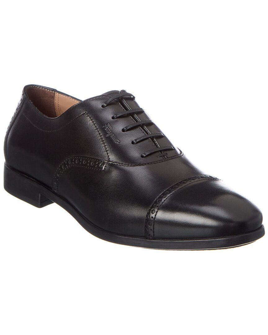 Ferragamo Riley Leather Oxford In Black