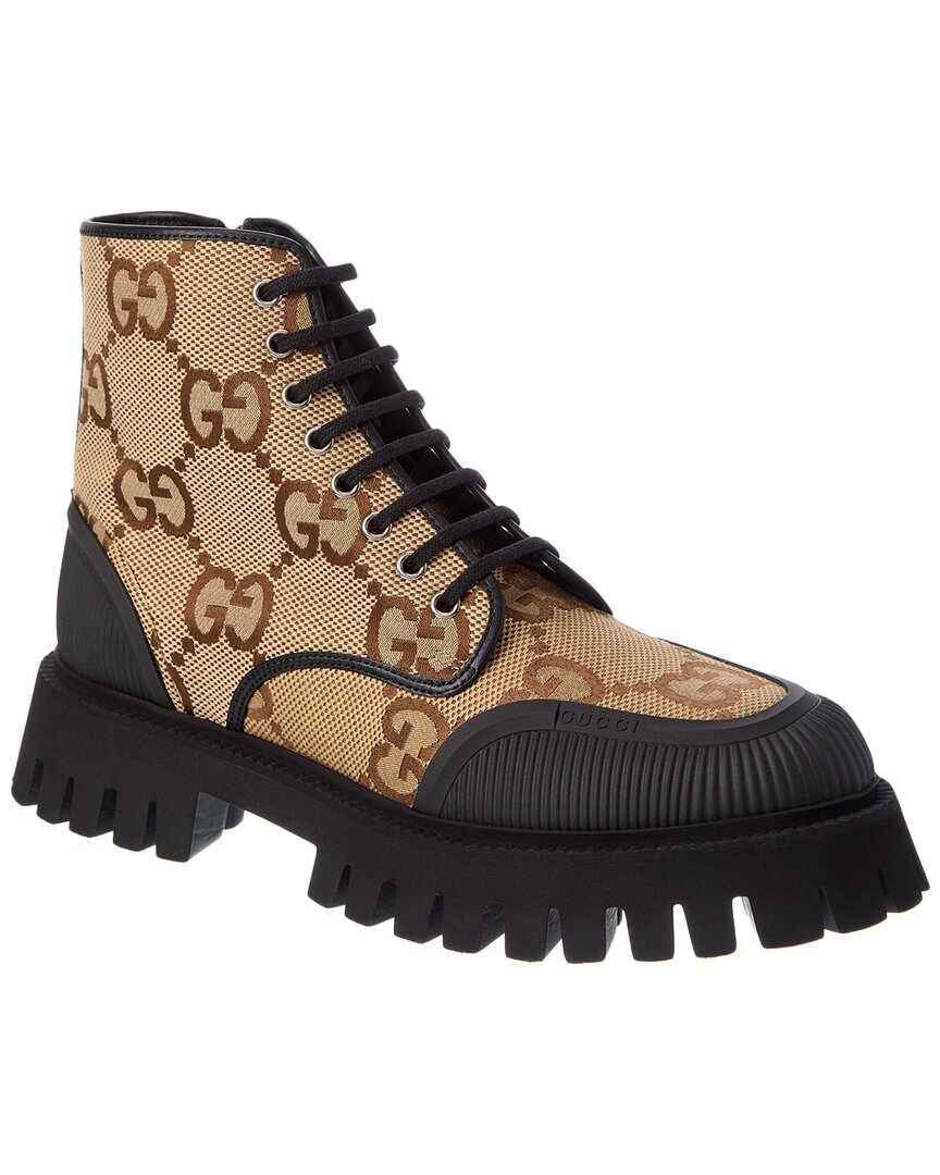 GUCCI MAXI GG CANVAS LACE-UP BOOT
